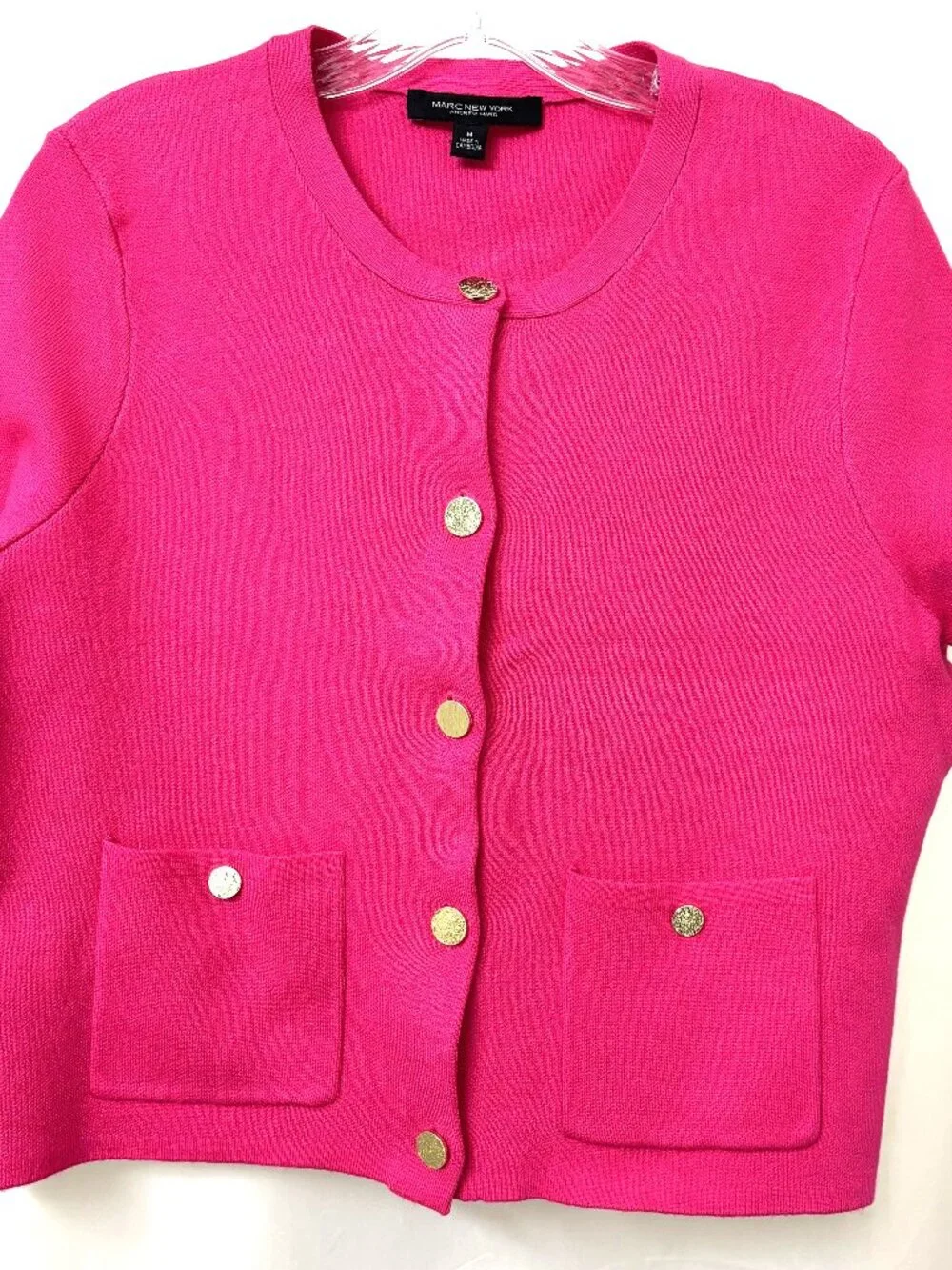 Marc New York Women’s Hot Pink Button-Front Cardigan Sweater - short sleeve